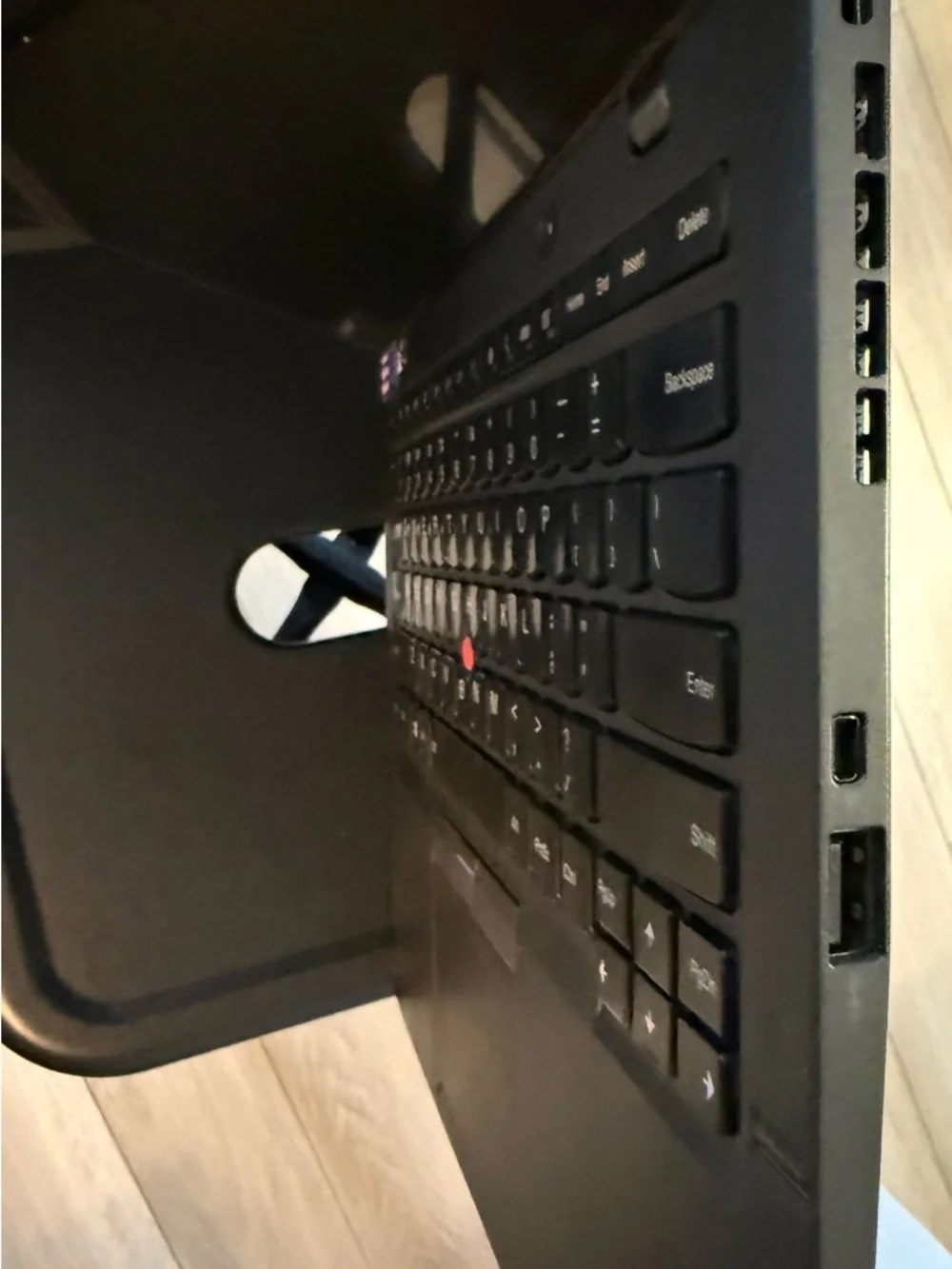 Lenovo Black Laptop with Red TrackPoint and Trim
